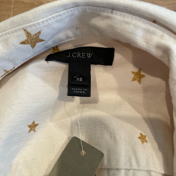 NWT J. Crew Ivory Gold Denim Shacket Shirt Western Holiday Party Casual XS - Picture 2 of 15